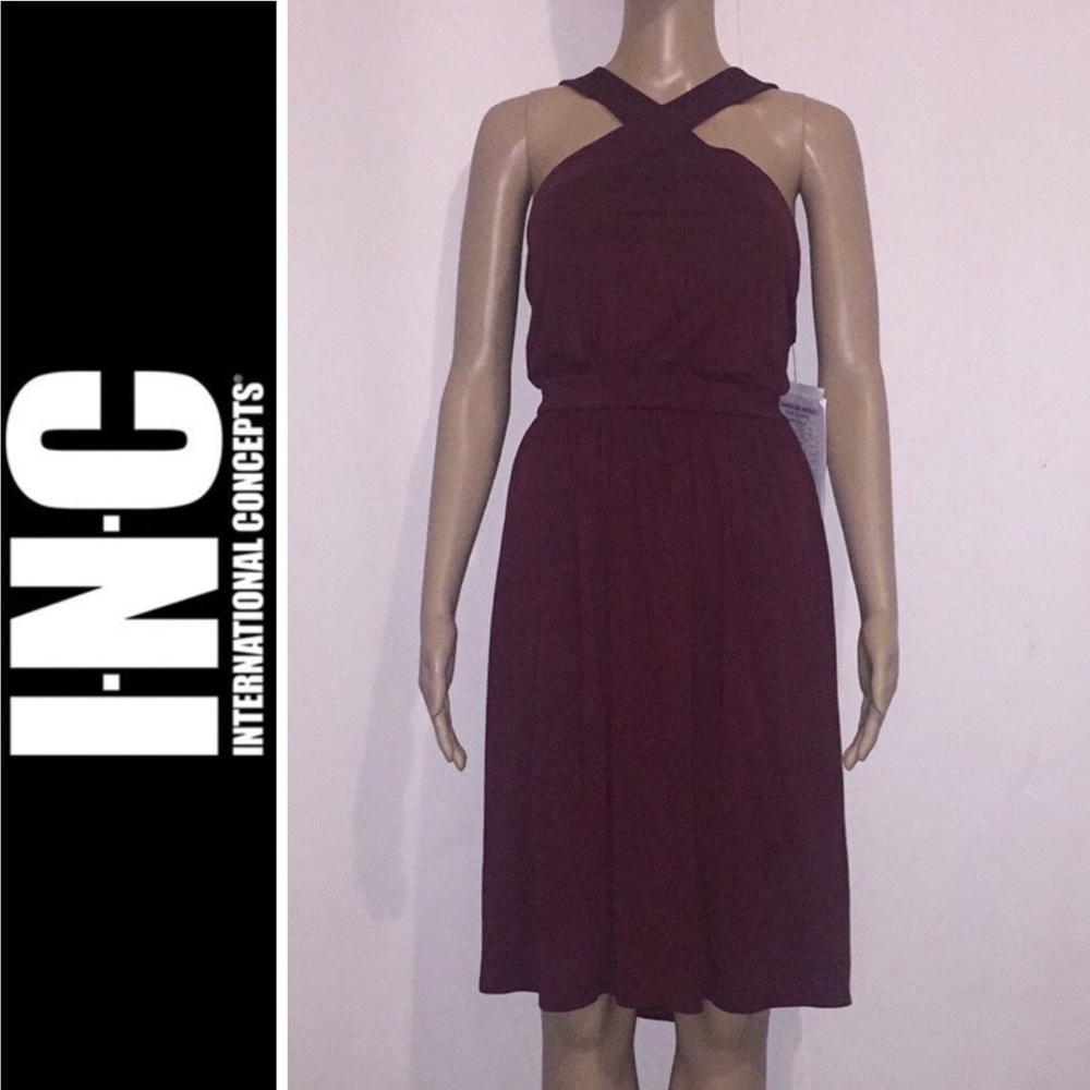 I.N.C. Knit Dress with Crossover Straps